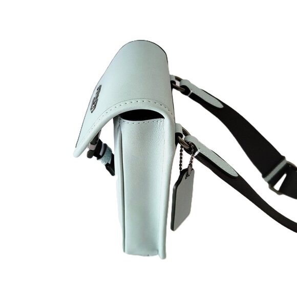 Coach CAJ42 Racer Phone Crossbody Smooth Leather Bag Mens Light Blue - Picture 4 of 8